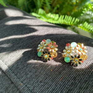 Floral  Bouquet Dainty Stud Earrings